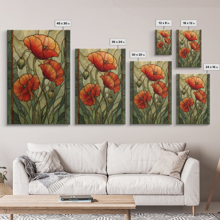 Poppies Blowing Through Green Grass Canvas Print, Impressionist Art, Horizontal Wall Art, Living Room Decor, Impression, IMP-2x3-20