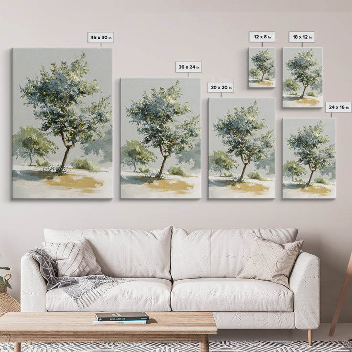 Apple Tree in Summer Orchard Framed Canvas Print, Impressionist Art, Large Wall Art, Living Room Decor, Fine Art, Impression, IMP-2x3-25