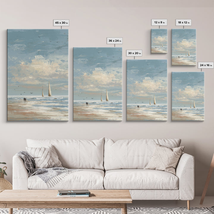 Coastal Beach Figures Canvas Print, Impressionist Art, Home Decor, Living Room Decor, Fine Art, Impression, Horizontal Wall Art, IMP-2x3-27