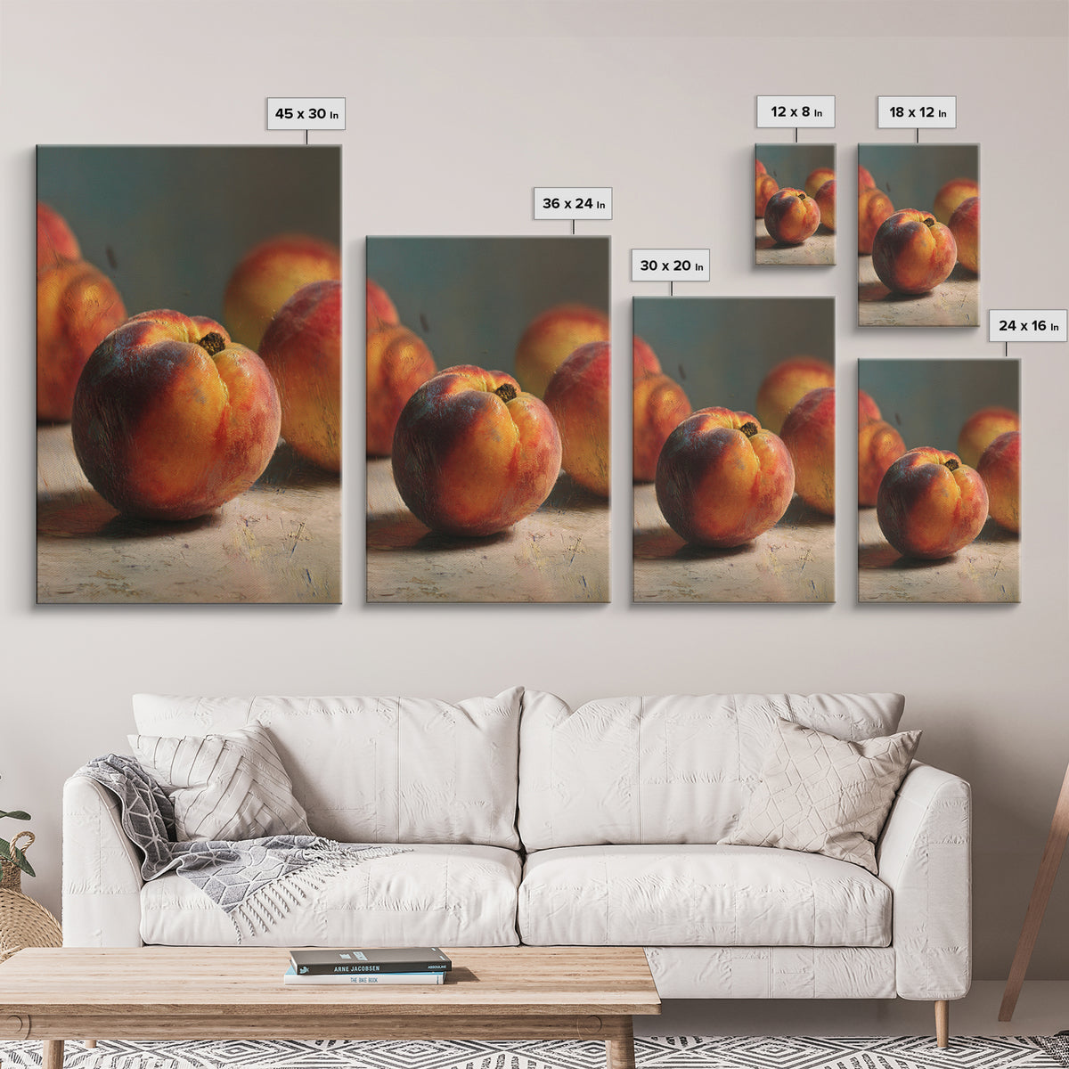 Still Life of Peaches Canvas Print, Impressionist Art, Wall Decor, Living Room Decor, Fine Art, Impression, Horizontal Wall Art, IMP-2x3-31