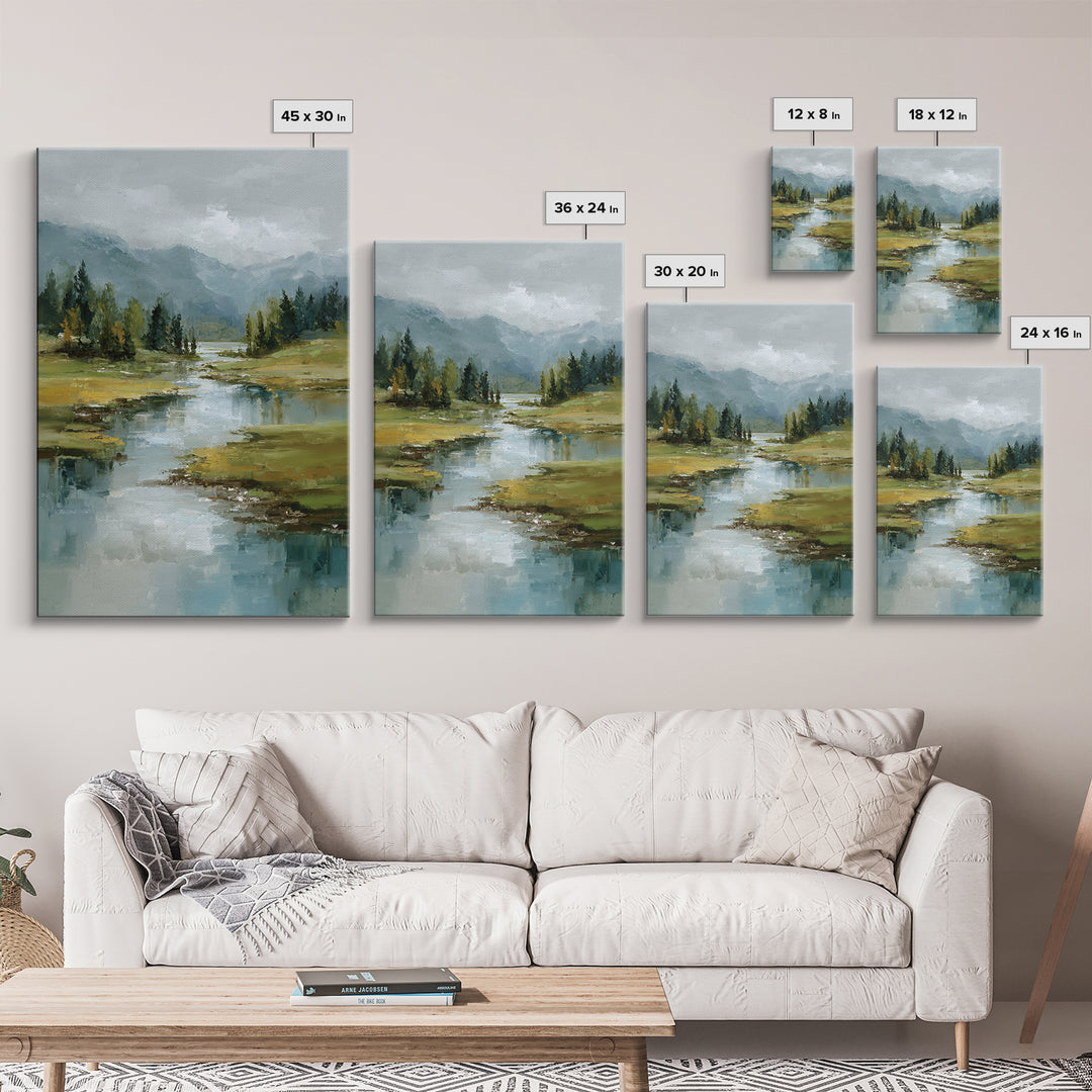 Mountain Lake with Sparkling Reflections Canvas Print, Impressionist Art, Statement Artwork, Living Room Decor, Impression, IMP-2x3-32