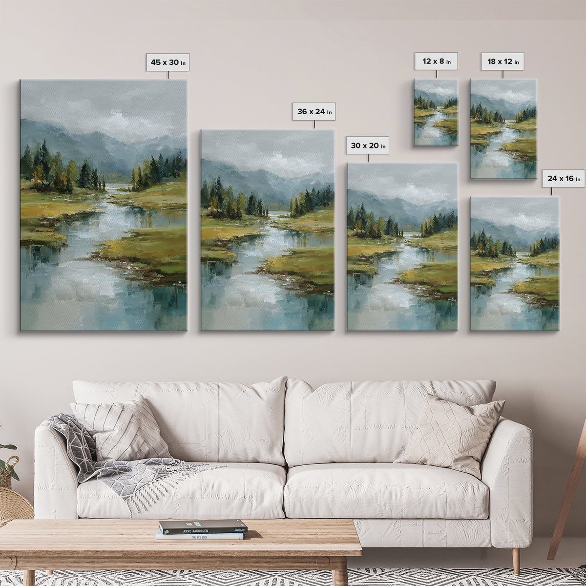 Mountain Lake with Sparkling Reflections Canvas Print, Impressionist Art, Statement Artwork, Living Room Decor, Impression, IMP-2x3-32