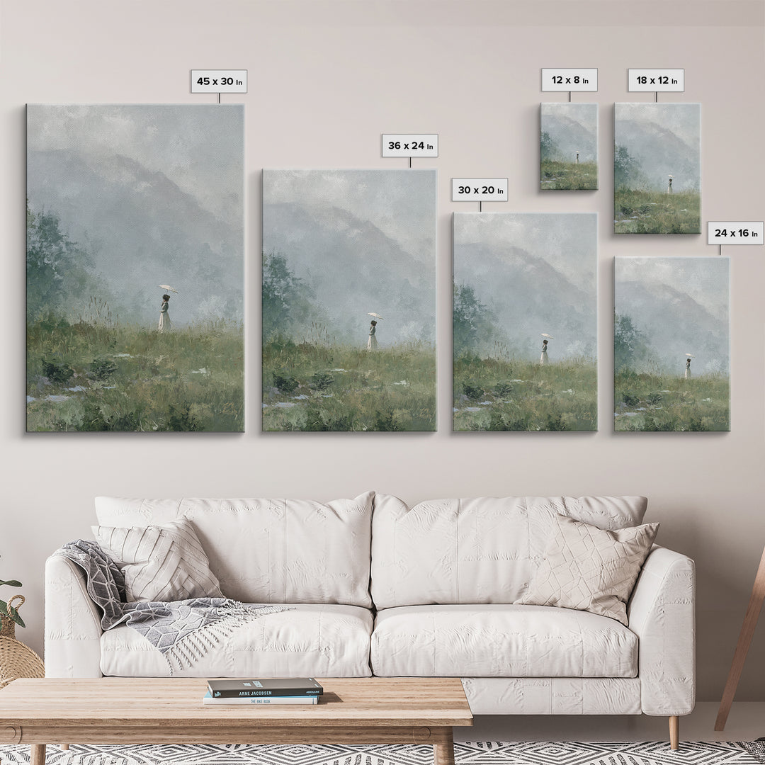 Woman with Parasol in Breezy Meadow Canvas Print, Impressionist Art, Original Art, Living Room Decor, Fine Art, Impression, IMP-2x3-35