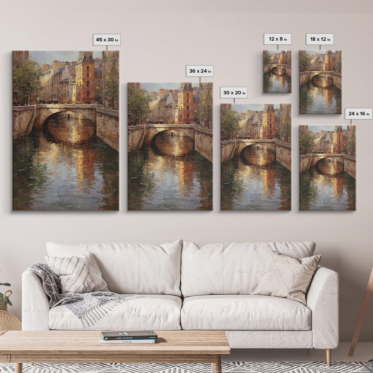 Paris Bridge Reflected Canvas Print, Impressionist Art, Bedroom Decor, Living Room Decor, Fine Art, Impression, Modern Art, IMP-2x3-39