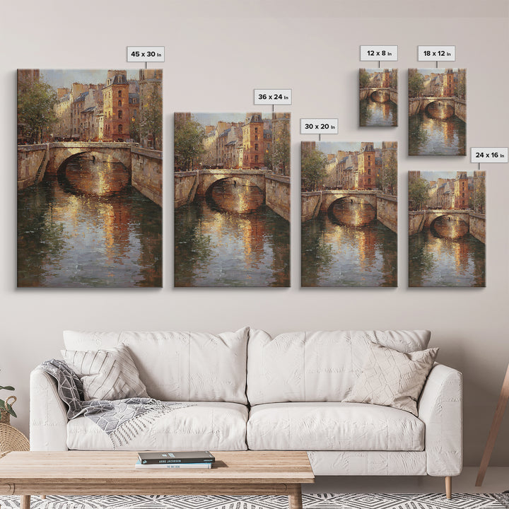 Paris Bridge Reflected Canvas Print, Impressionist Art, Bedroom Decor, Living Room Decor, Fine Art, Impression, Modern Art, IMP-2x3-39