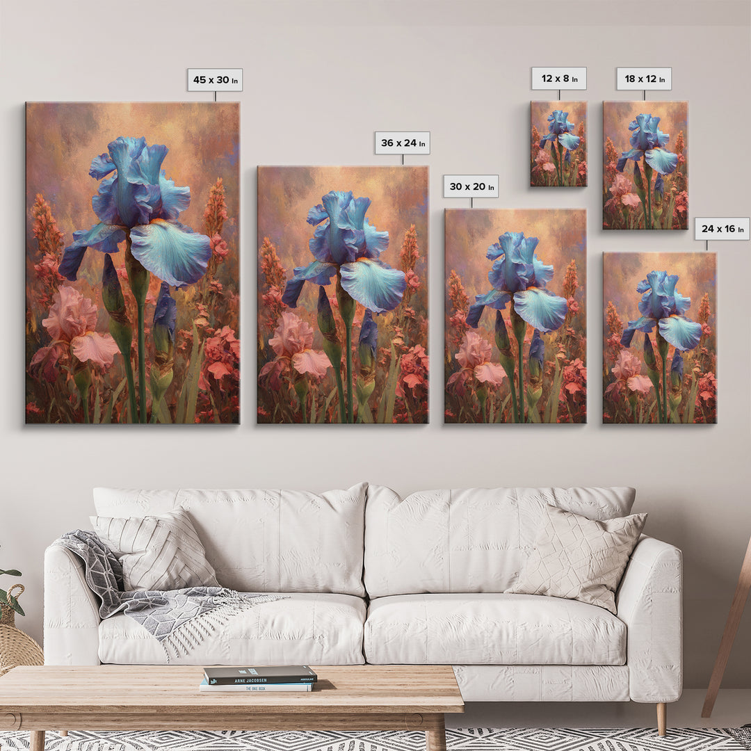 Iris Garden with Blue Violet Strokes Canvas Print, Impressionist Art, Contemporary Art, Living Room Decor, Impression, IMP-2x3-4