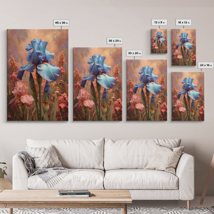 Iris Garden with Blue Violet Strokes Canvas Print, Impressionist Art, Contemporary Art, Living Room Decor, Impression, IMP-2x3-4