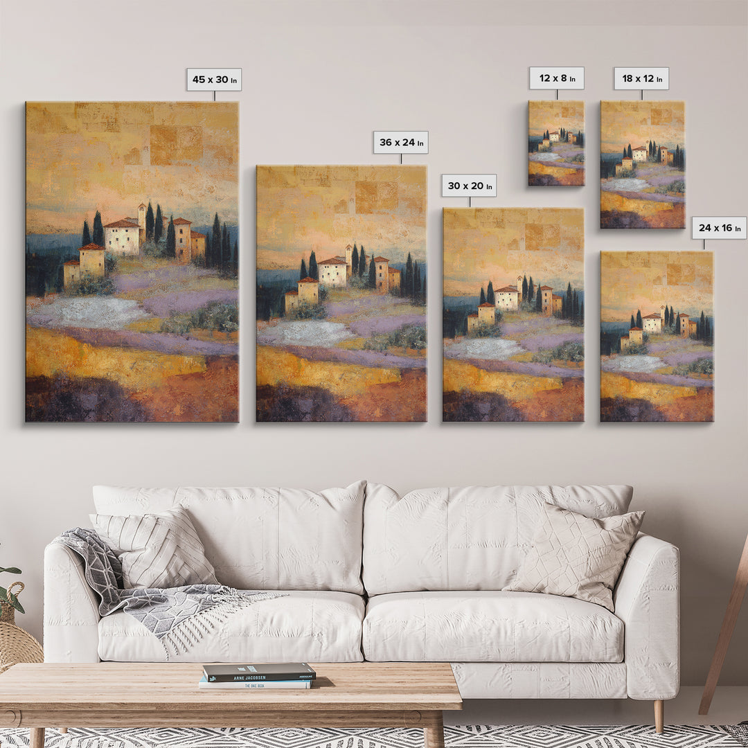 Sunset over Lavender Field Framed Canvas Print, Impressionist Art, Wall Decor, Living Room Decor, Fine Art, Impression, IMP-2x3-46
