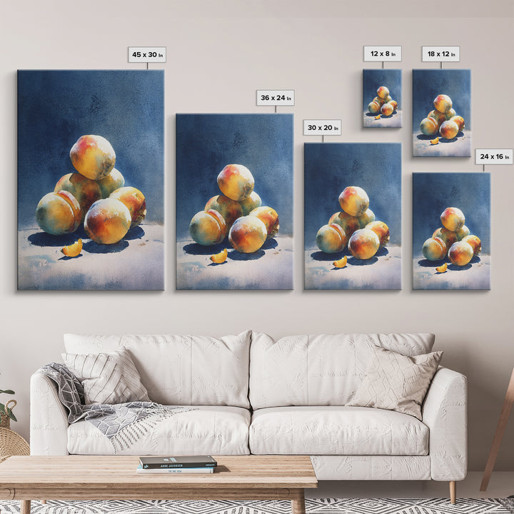 Still Life of Peaches Framed Canvas Print, Impressionist Art, Large Wall Art, Living Room Decor, Fine Art, Impression, IMP-2x3-55