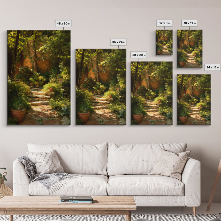 Garden Path Covered Canvas Print, Impressionist Art, Textured Wall Art, Living Room Decor, Impression, Landscape Painting, IMP-2x3-58