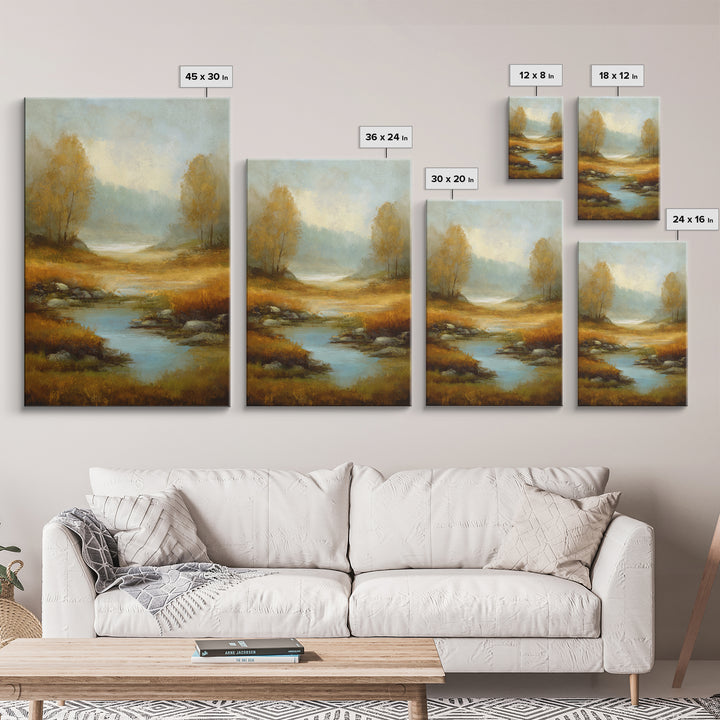 Misty Riverbank with Willow Trees Canvas Print, Impressionist Art, Modern Wall Art, Living Room Decor, Fine Art, Impression, IMP-2x3-67