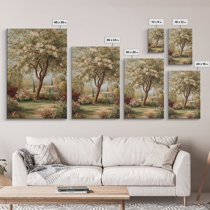 Apple Tree in Summer Orchard Framed Canvas Print, Impressionist Art, Coastal Wall Art, Living Room Decor, Fine Art, Impression, IMP-2x3-73