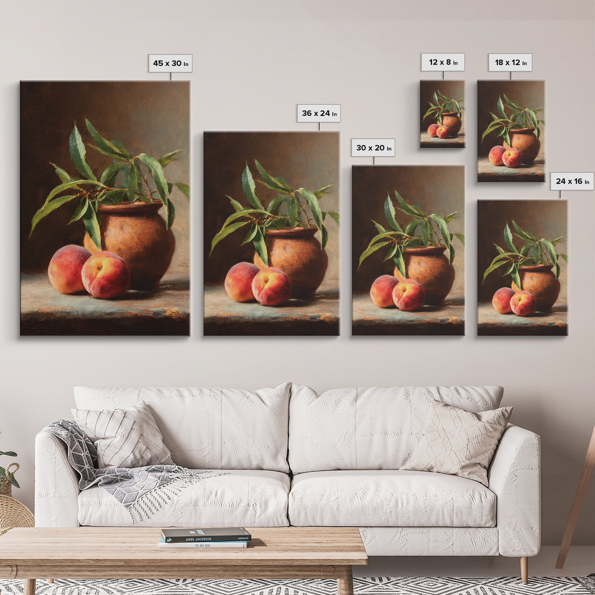 Still Life of Peaches Canvas Print, Impressionist Art, Living Room Decor, Impression, Landscape Art, Colorful Wall Art, IMP-2x3-79
