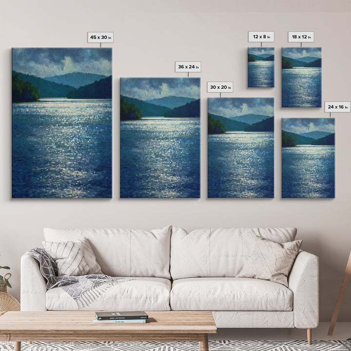 Mountain Lake with Sparkling Reflections Canvas Print, Impressionist Art, Living Room Art, Living Room Decor, Impression, IMP-2x3-8
