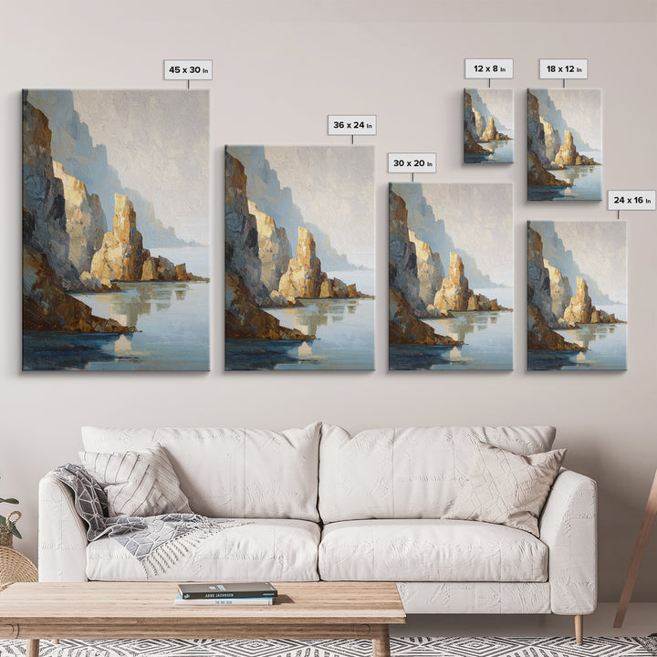 Soft Seaside Cliffs Framed Canvas Print, Impressionist Art, Modern Art, Living Room Decor, Impression, Statement Artwork, IMP-2x3-85