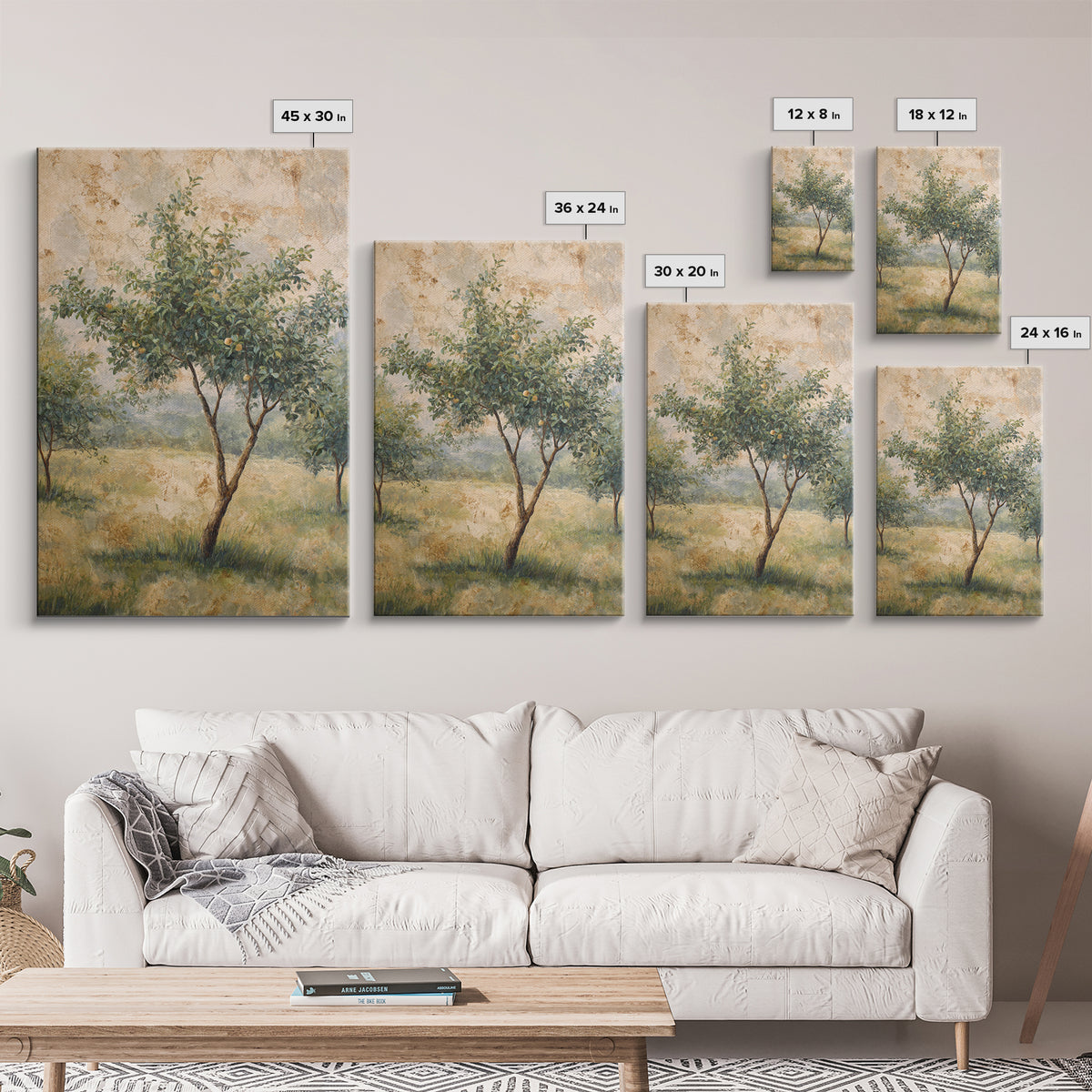 Apple Tree in Summer Orchard Framed Canvas Print, Impressionist Art, Coastal Wall Art, Living Room Decor, Fine Art, Impression, IMP-2x3-97