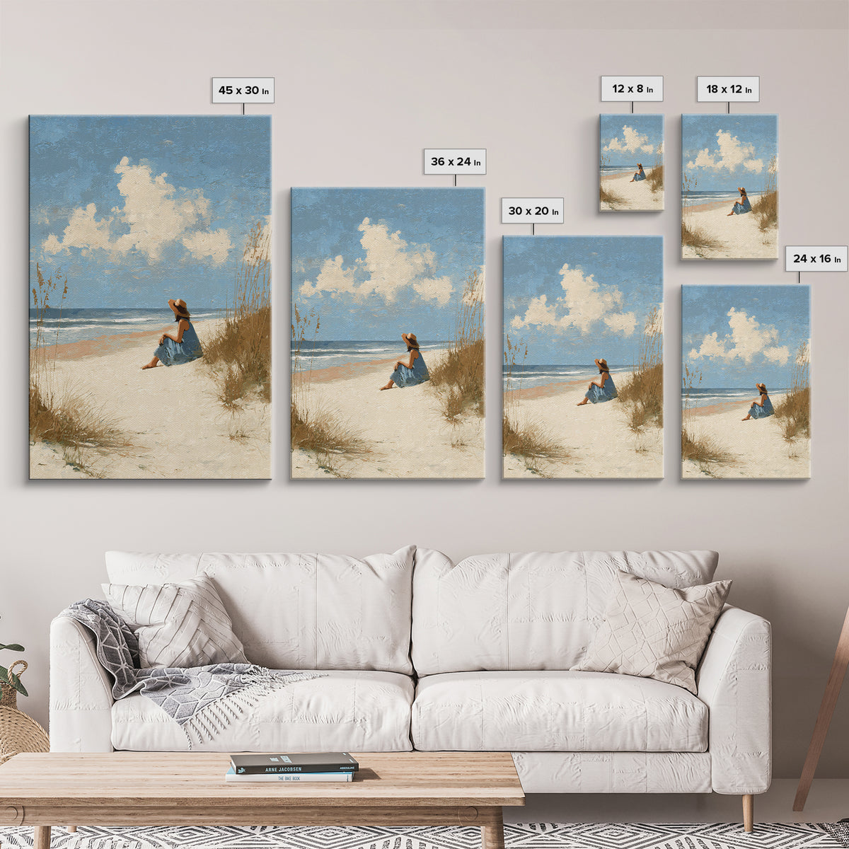 Coastal Beach Figures Canvas Print, Impressionist Art, Gallery Wall Art, Living Room Decor, Oil Painting, Impression, IMP-2x3-99
