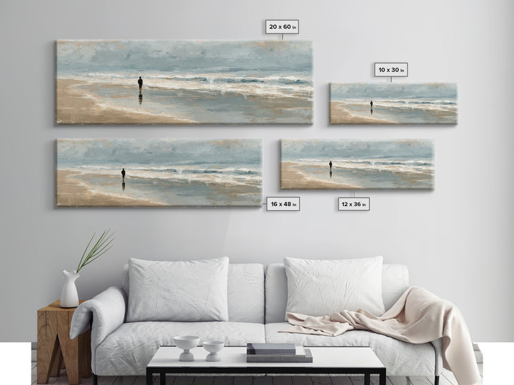 Coastal Beach Figures Canvas Print, Impressionist Art, Floral Print, Living Room Decor, Fine Art, Impression, Contemporary Art, IMP-3x1-11