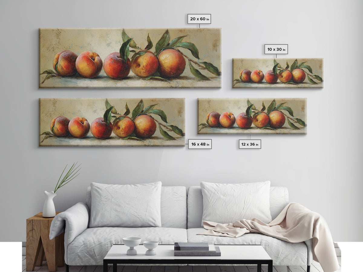 Still Life of Peaches Framed Canvas Print, Impressionist Art, Gallery Decor, Living Room Decor, Fine Art, Impression, IMP-3x1-15