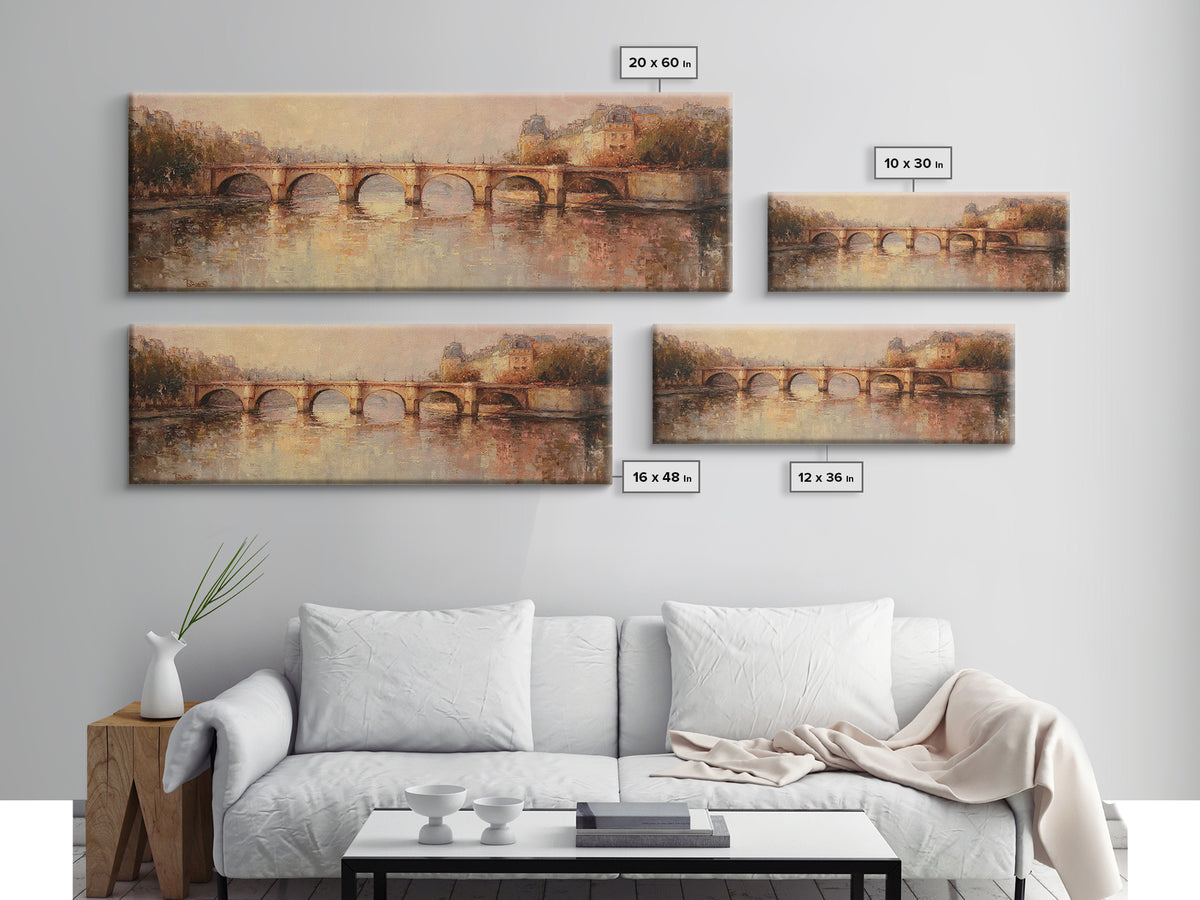 Paris Bridge Reflected Framed Canvas Print, Impressionist Art, Room Decor, Living Room Decor, Fine Art, Impression, IMP-3x1-23