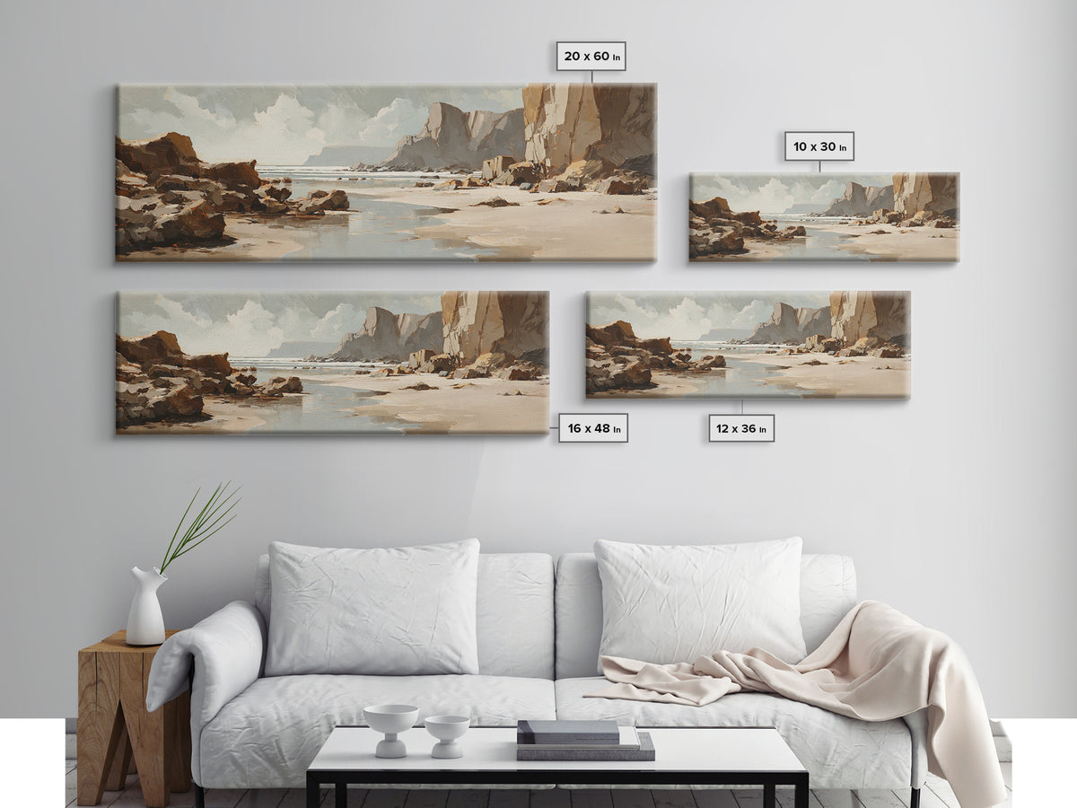 Soft Seaside Cliffs Canvas Print, Impressionist Art, Landscape Wall Art, Living Room Decor, Fine Art, Impression, Luxury Decor, IMP-3x1-45