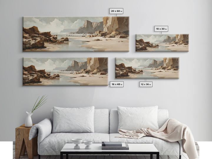 Soft Seaside Cliffs Canvas Print, Impressionist Art, Landscape Wall Art, Living Room Decor, Fine Art, Impression, Luxury Decor, IMP-3x1-45