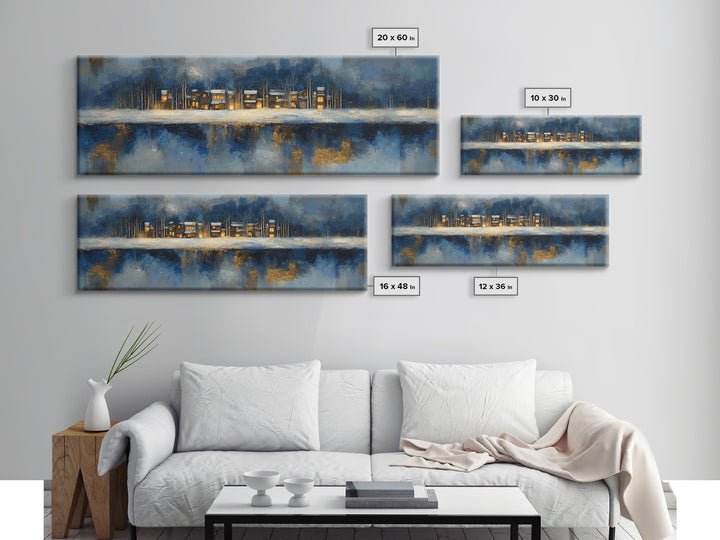 Snowy Village with Warm Glowing Windows Canvas Print, Impressionist Art, Wall Art Framed, Living Room Decor, Impression, IMP-3x1-5