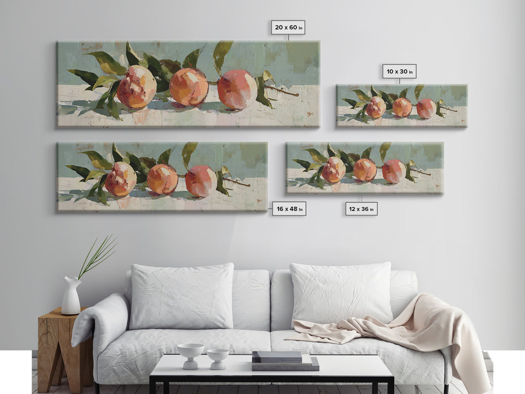 Still Life of Peaches Framed Canvas Print, Impressionist Art, Contemporary Art, Living Room Decor, Fine Art, Impression, IMP-3x1-63