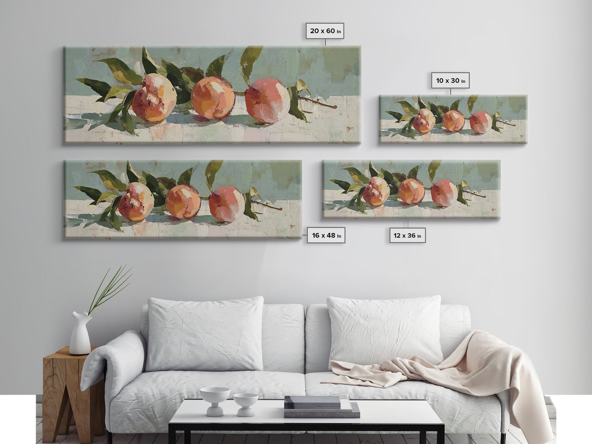 Still Life of Peaches Framed Canvas Print, Impressionist Art, Contemporary Art, Living Room Decor, Fine Art, Impression, IMP-3x1-63