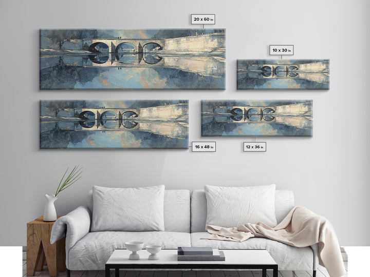 Paris Bridge Reflected Canvas Print, Impressionist Art, Farmhouse Decor, Living Room Decor, Impression, Landscape Wall Art, IMP-3x1-71