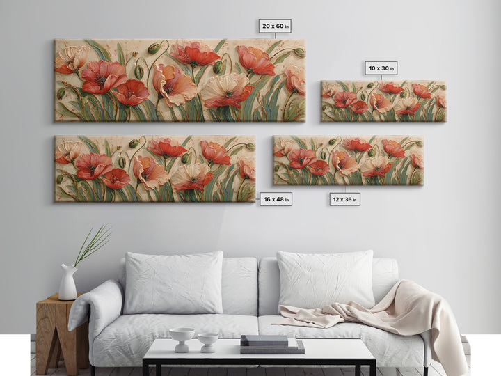 Poppies Blowing Through Green Grass Canvas Print, Impressionist Art, Painting, Living Room Decor, Fine Art, Impression, IMP-3x1-76