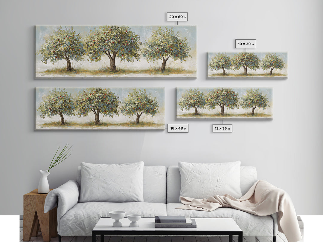 Apple Tree in Summer Orchard Framed Canvas Print, Impressionist Art, Flower Print, Living Room Decor, Fine Art, Impression, IMP-3x1-81