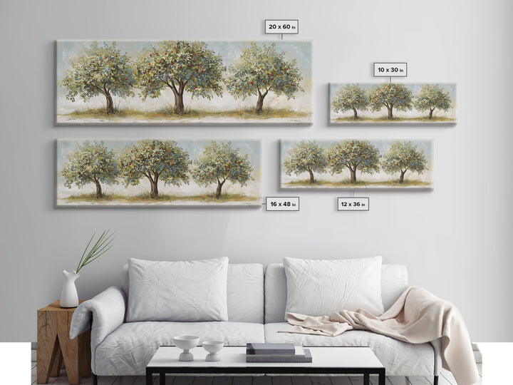 Apple Tree in Summer Orchard Framed Canvas Print, Impressionist Art, Flower Print, Living Room Decor, Fine Art, Impression, IMP-3x1-81