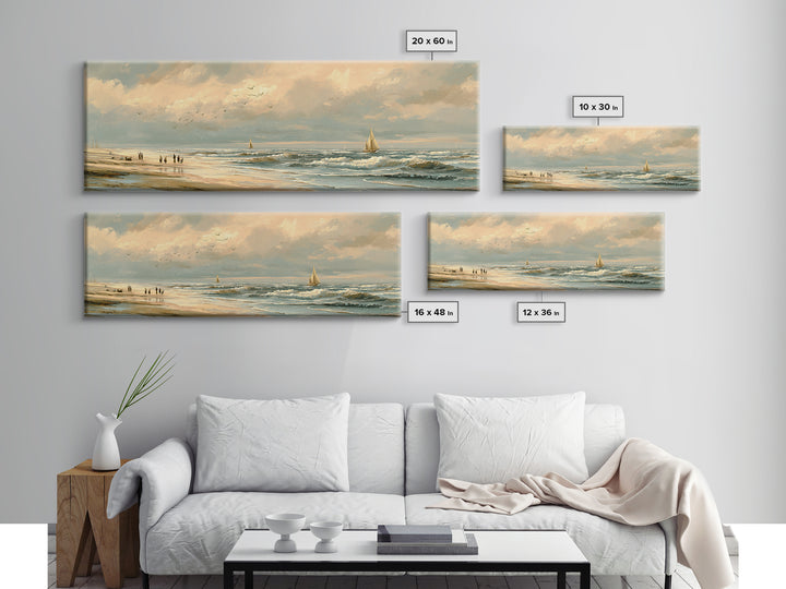 Coastal Beach Figures Canvas Print, Impressionist Art, Bedroom Decor, Living Room Decor, Oil Painting, Impression, Modern Art, IMP-3x1-83