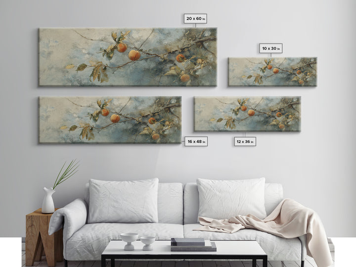 Still Life of Peaches Framed Canvas Print, Impressionist Art, Textured Wall Art, Living Room Decor, Fine Art, Impression, IMP-3x1-87