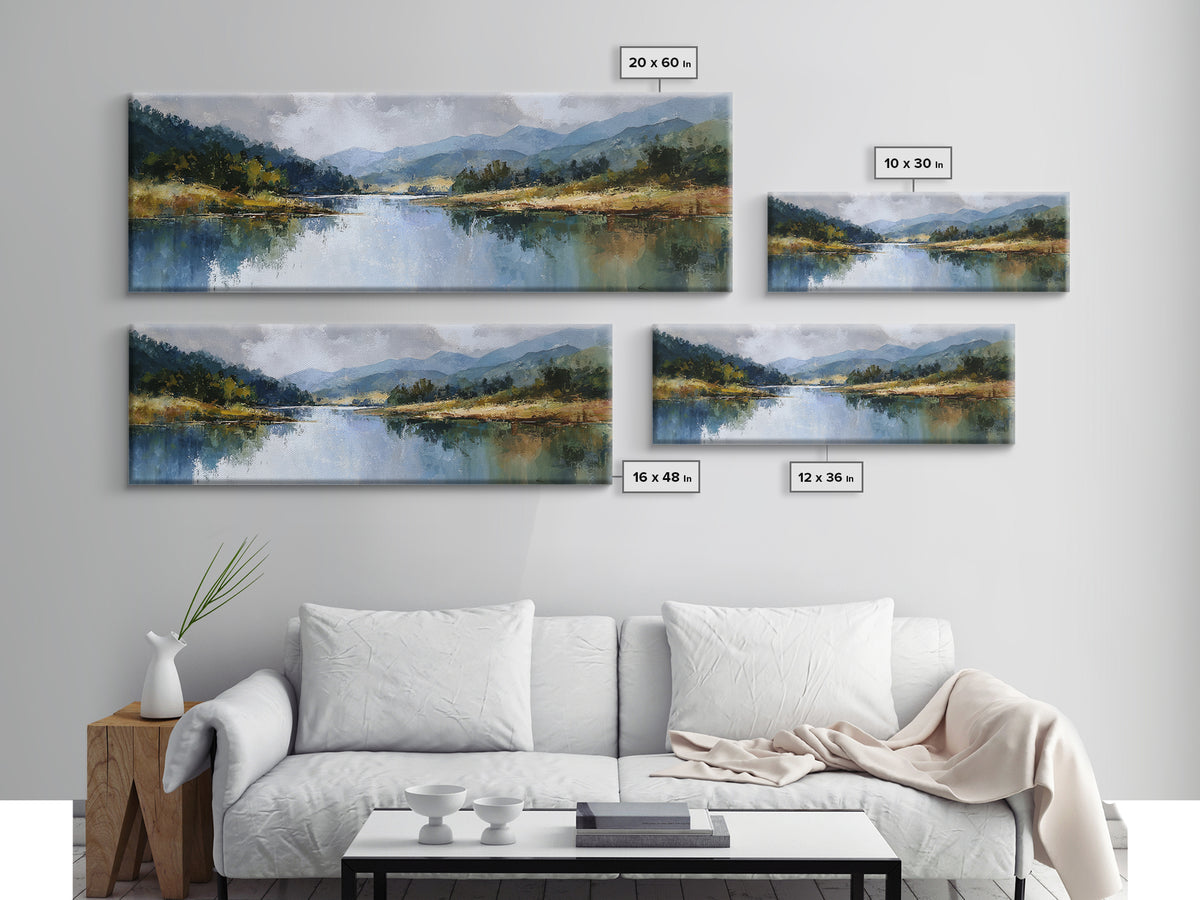 Mountain Lake with Sparkling Reflections Canvas Print, Impressionist Art, Wall Art, Living Room Decor, Fine Art, Impression, IMP-3x1-88
