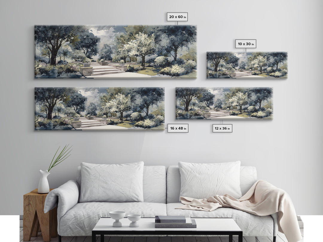 Garden Path Covered Framed Canvas Print, Impressionist Art, Landscape Wall Art, Living Room Decor, Fine Art, Impression, IMP-3x1-90