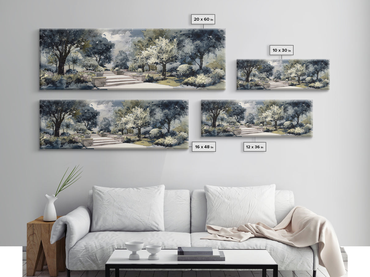 Garden Path Covered Framed Canvas Print, Impressionist Art, Landscape Wall Art, Living Room Decor, Fine Art, Impression, IMP-3x1-90