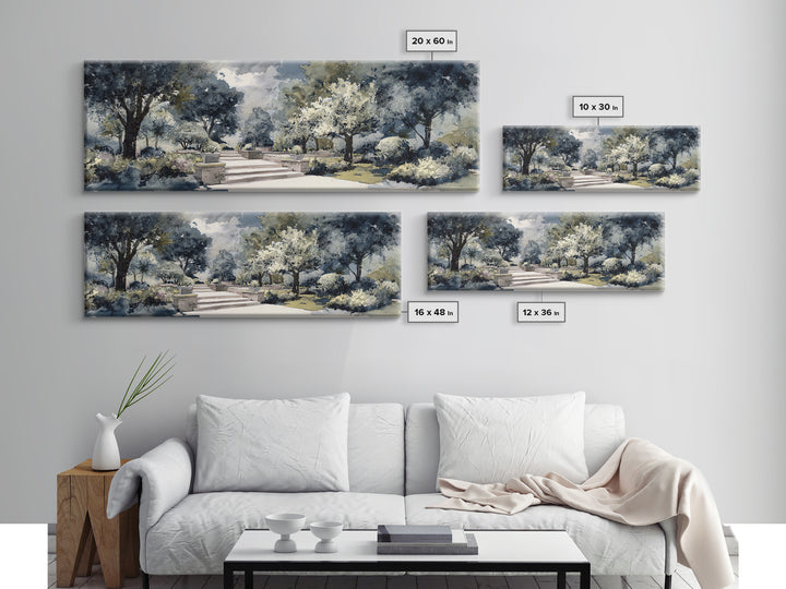 Garden Path Covered Framed Canvas Print, Impressionist Art, Landscape Wall Art, Living Room Decor, Fine Art, Impression, IMP-3x1-90