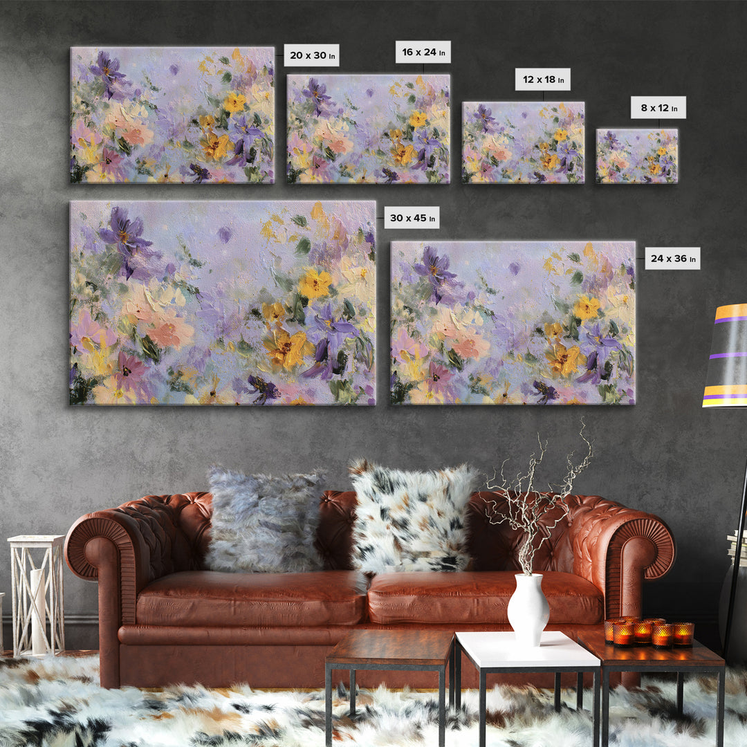 Wildflower Field in Loose Pastel Strokes Canvas Print, Impressionist Art, Modern Art, Living Room Decor, Oil Painting, IMP-3x2-12