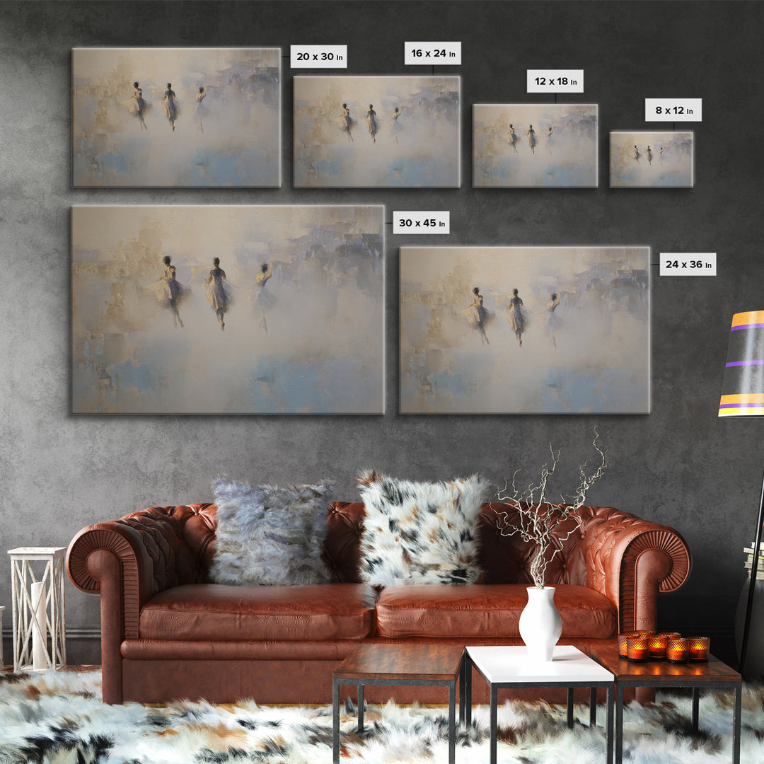 Dancers Suggested by Soft Moving Brushwork Canvas Print, Impressionist Art, Statement Artwork, Living Room Decor, Impression, IMP-3x2-19