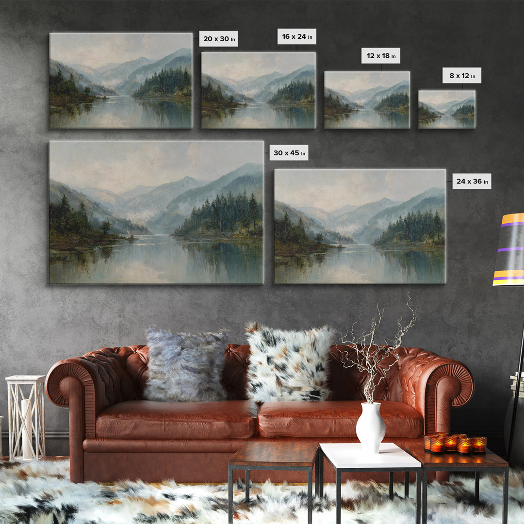 Mountain Lake with Sparkling Reflections Canvas Print, Impressionist Art, Abstract Painting, Living Room Decor, Impression, IMP-3x2-28