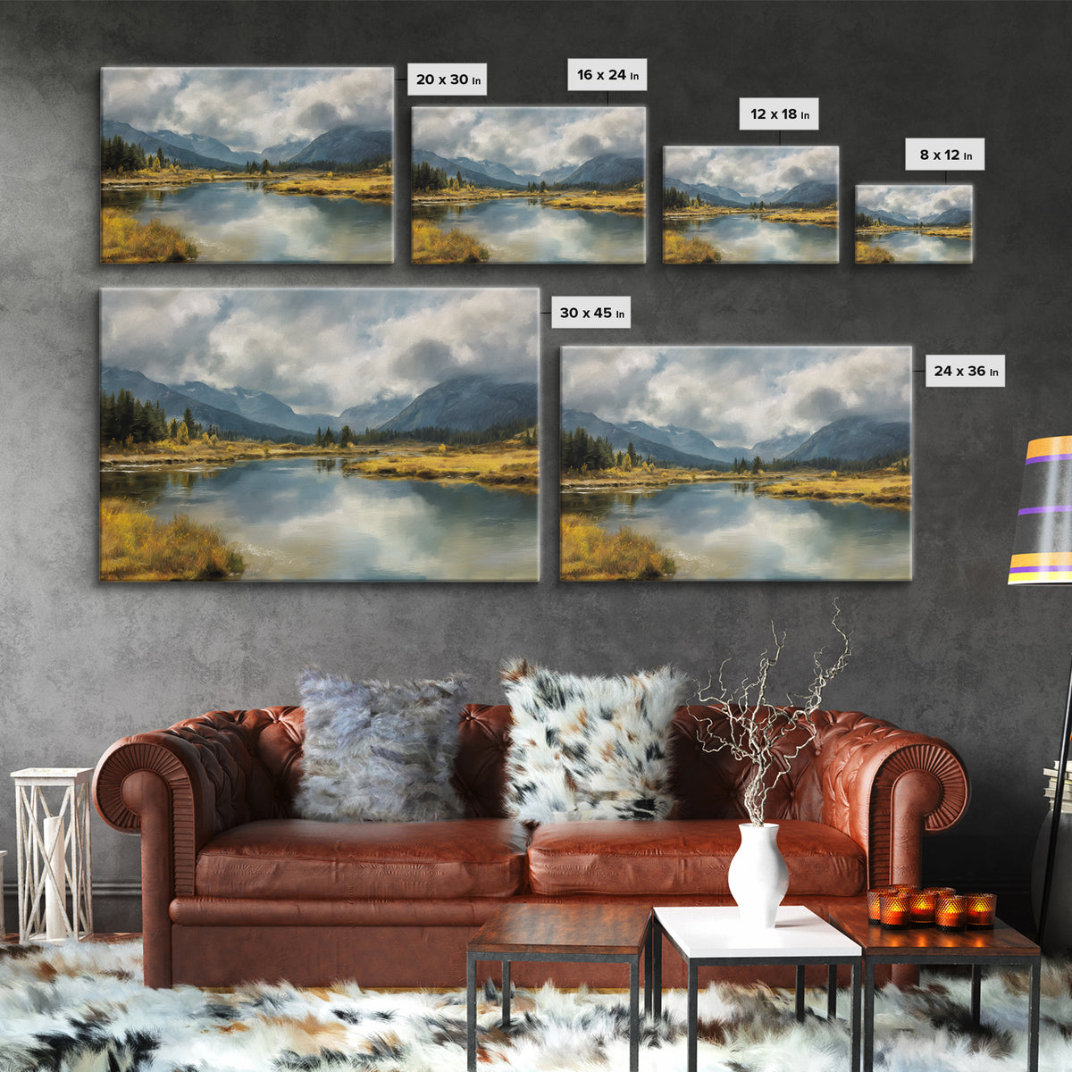 Mountain Lake with Sparkling Reflections Canvas Print, Impressionist Art, Luxury Decor, Living Room Decor, Fine Art, Impression, IMP-3x2-76