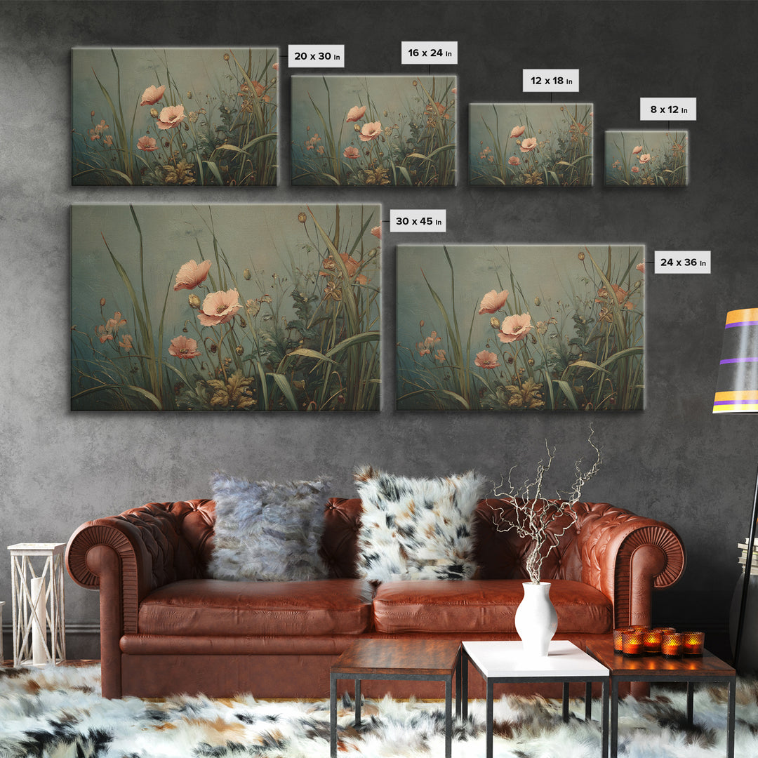 Poppies Blowing Through Green Grass Canvas Print, Impressionist Art, Painting, Living Room Decor, Fine Art, Impression, IMP-3x2-88