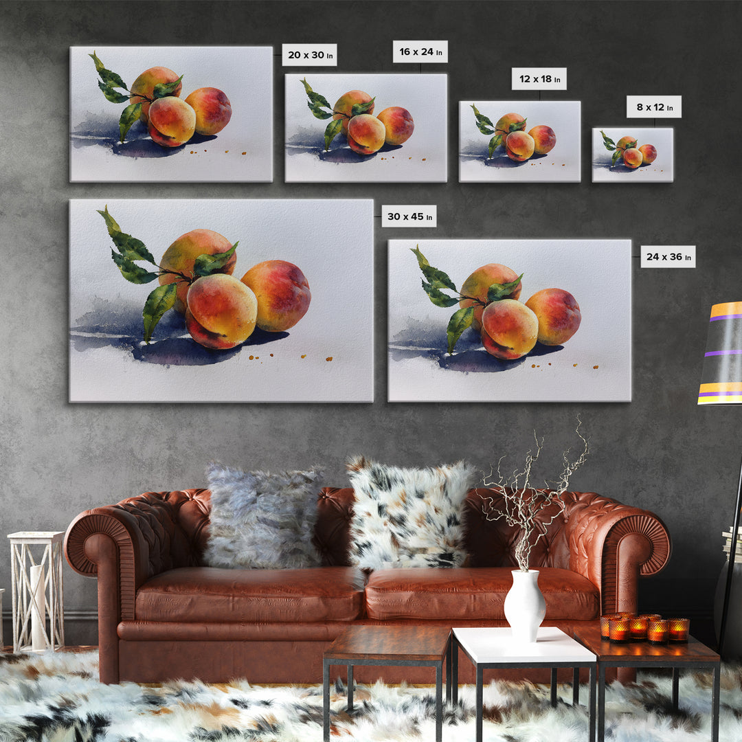 Still Life of Peaches Framed Canvas Print, Impressionist Art, Textured Wall Art, Living Room Decor, Fine Art, Impression, IMP-3x2-99