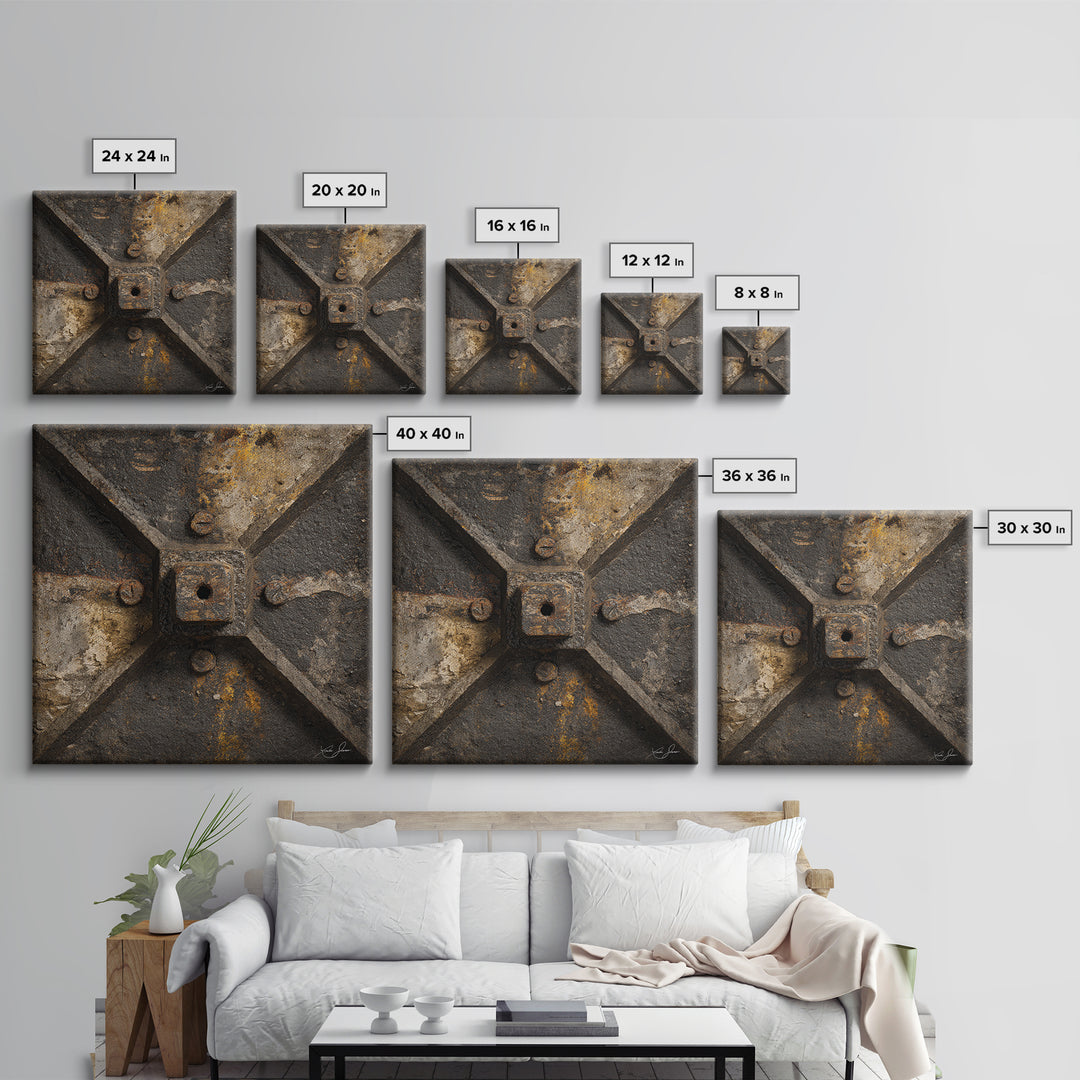 Exposed Brick Texture Abstract Framed Canvas Print, Industrial Art, Texas Art, Living Room Decor, Abstract Art, Foundry, IND-1x1-100