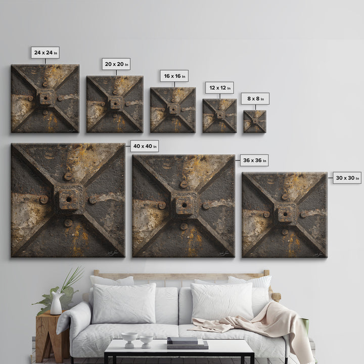 Exposed Brick Texture Abstract Framed Canvas Print, Industrial Art, Texas Art, Living Room Decor, Abstract Art, Foundry, IND-1x1-100