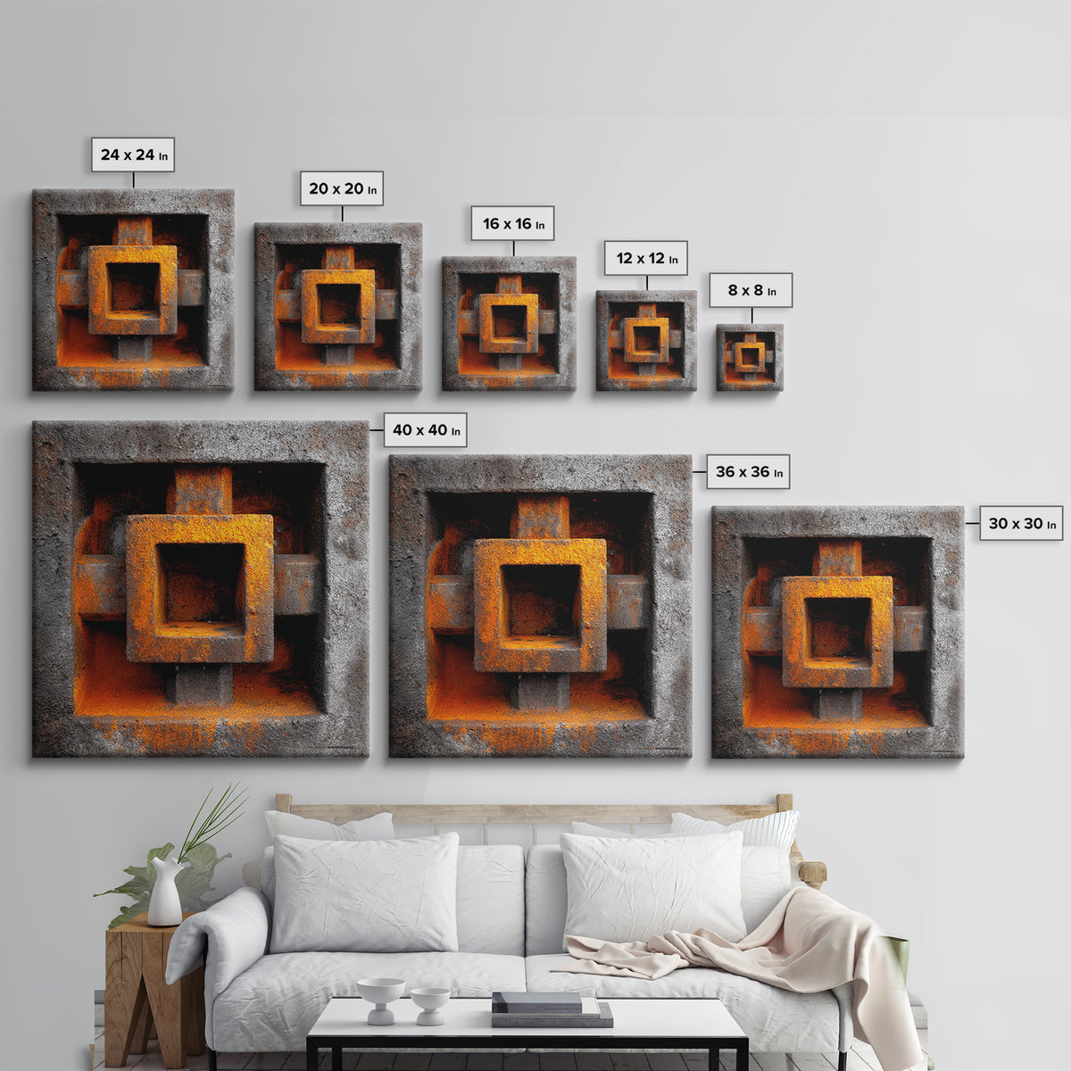Abstract Smoke and Steel Shapes Framed Canvas Print, Industrial Art, Living Room Art, Living Room Decor, Abstract Art, Foundry, IND-1x1-24