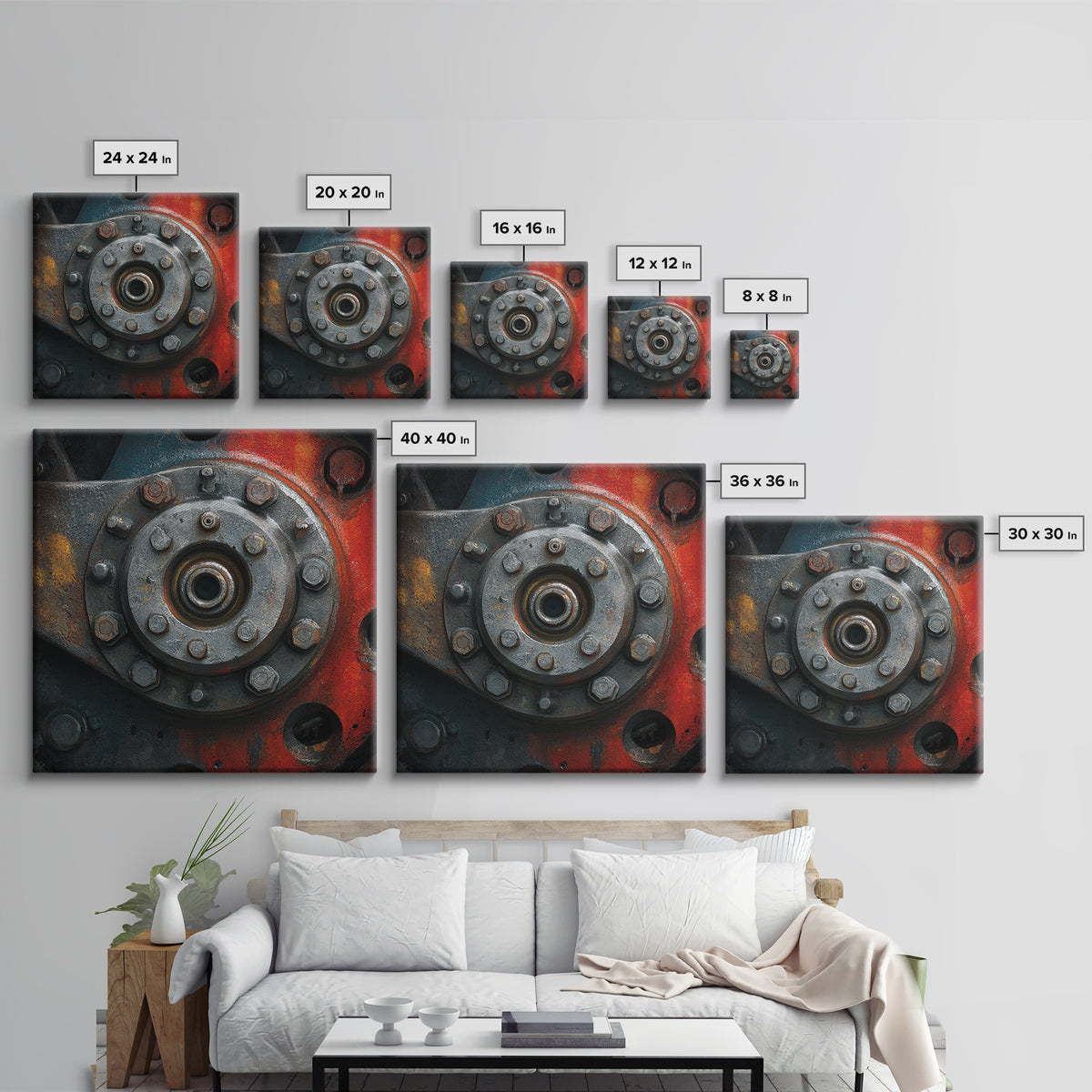 Steam Locomotive Wheel Closeup Canvas Print, Industrial Art, Modern Decor, Living Room Decor, Oil Painting, Foundry, Wall Decor, IND-1x1-30