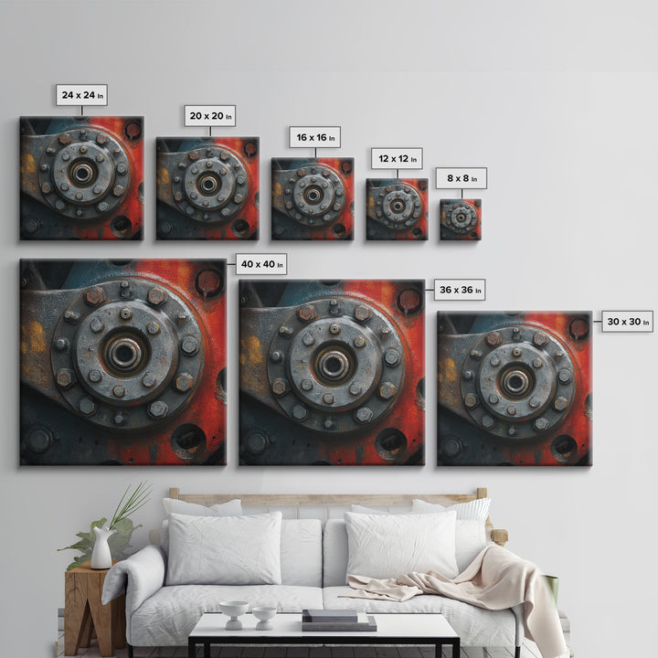 Steam Locomotive Wheel Closeup Canvas Print, Industrial Art, Modern Decor, Living Room Decor, Oil Painting, Foundry, Wall Decor, IND-1x1-30